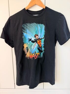 Marvel Wasp Graphic Tee – Black Superhero Shirt – Avengers – Size Small